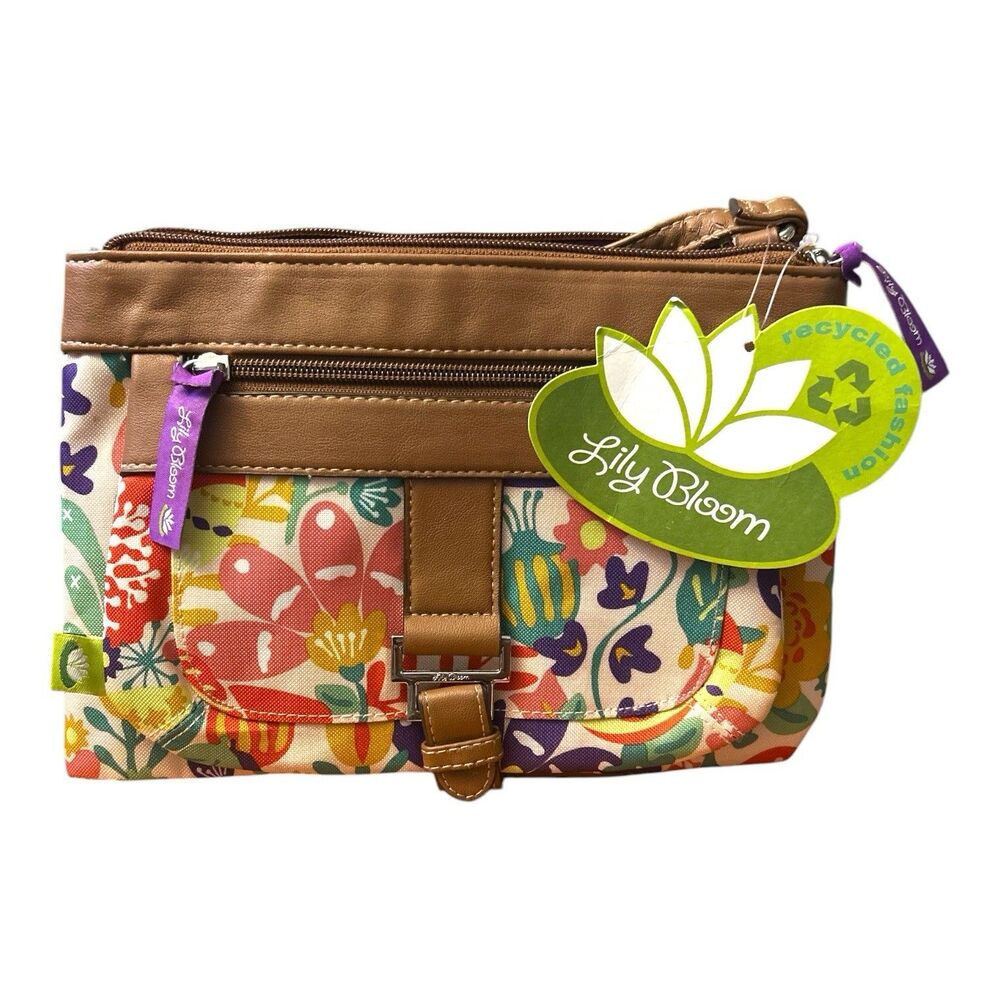 Lily Bloom Vicki Mid Crossbody Bag Tulips & Tweets Floral Recycled Eco NWT Flaws